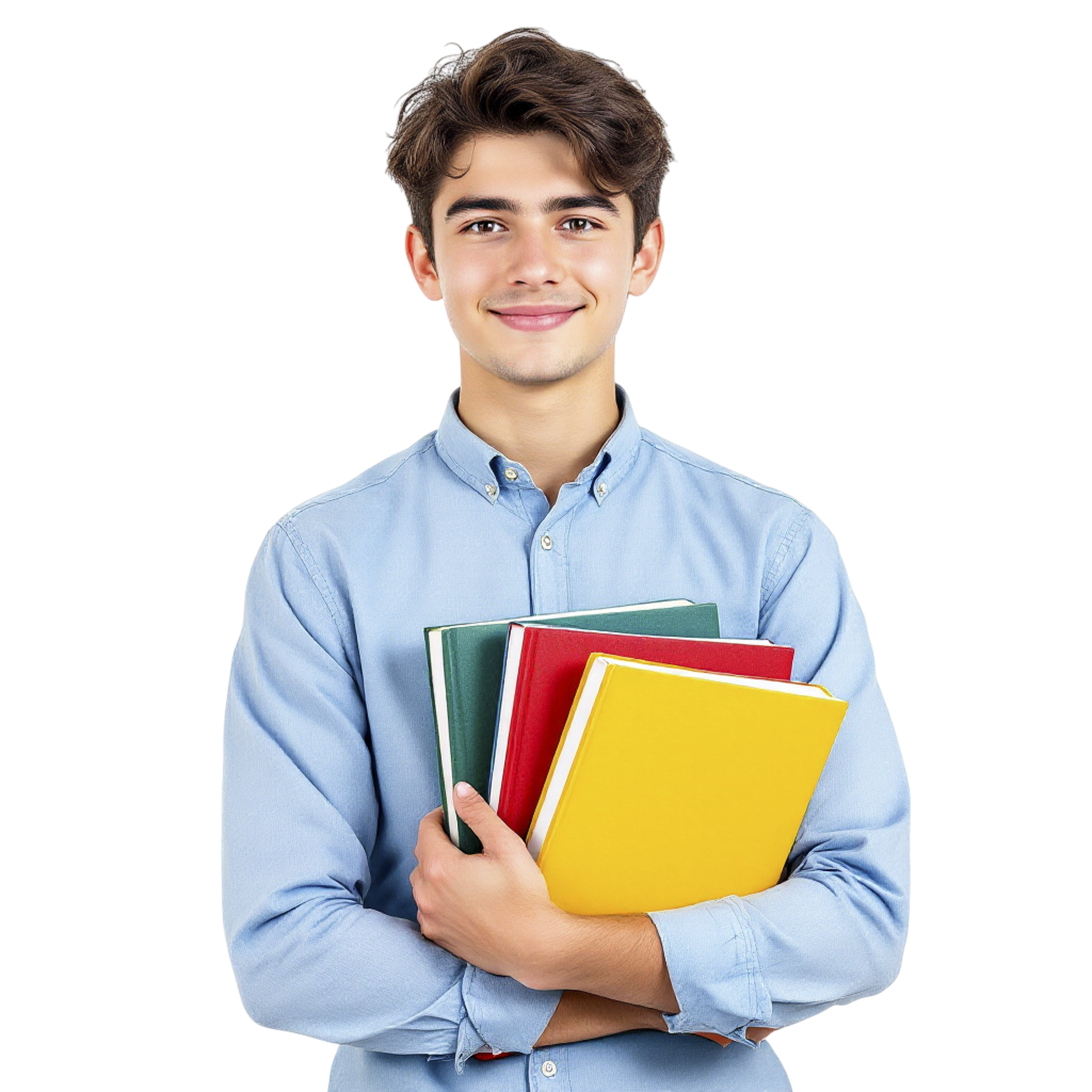 Student holding books at MAESTER Classes